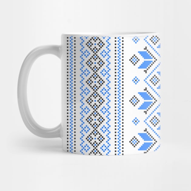 Wellspring - Star Alatyr - Ethno Ukrainian Traditional Pattern - Slavic Symbol 2 Blue Vertical by GrandTartaria